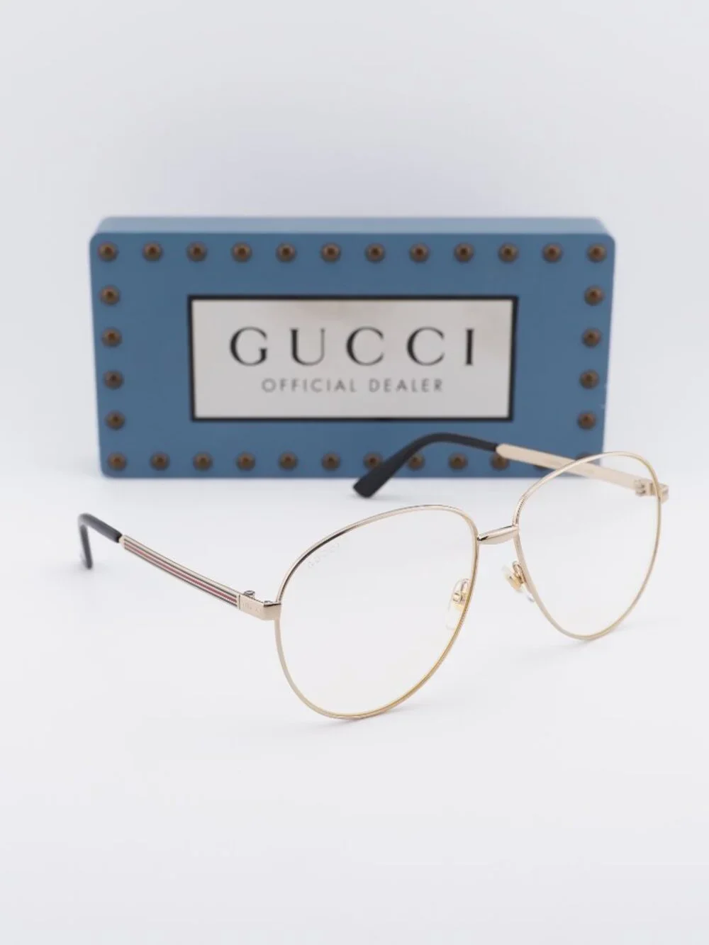 Gucci GG0138S 003 Women Aviator Sunglasses - Gold / Transparent